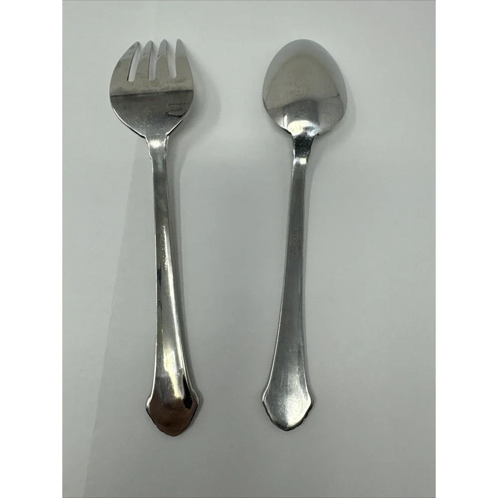 2pc Serving Pierced Fork & Serving Spoon Oneida PRINCETON 18/10 Stainless LOT 2